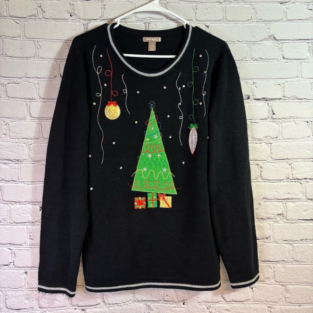 The Cutest Ugly Christmas Sweater! Black Christmas Tree Size Large